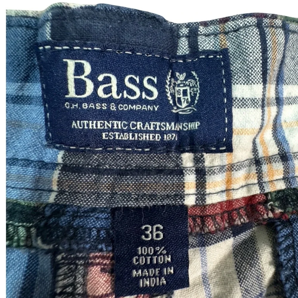 G.H. Bass & Co Madras Patchwork Shorts Mens 36 Cotton Plaid Preppy Summer‎